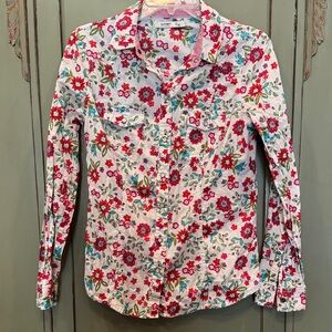 Old Navy Red and Purple Floral pearl snap Shirt